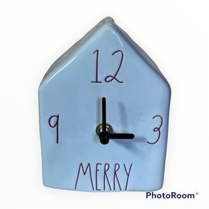 Rae Dunn White & Red Ceramic Merry House Clock - NWT